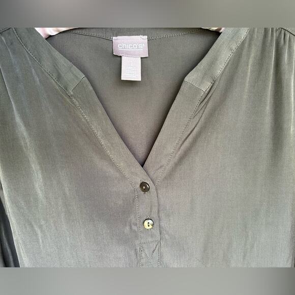 CHICOS - Blouse - Dark green - 3/4 sleeve - Size 1- resort casual - Picture 7 of 9